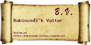 Babincsák Valter névjegykártya